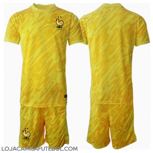 Camisa de Futebol França Goleiro Equipamento Principal Infantil Europeu 2024 Manga Curta (+ Calças curtas)